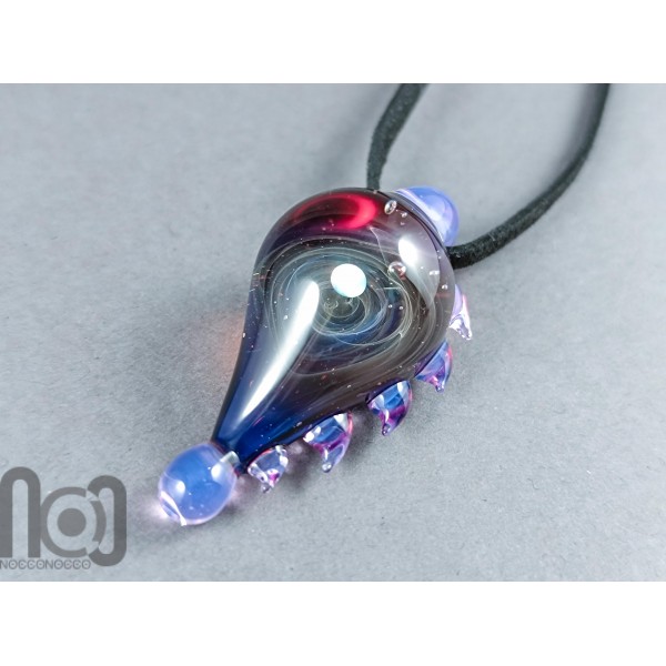 Galaxy Glass Pendant with Floating Opal, v340