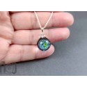 Tiny Galaxy Glass Pendant with Floating Opal, v358