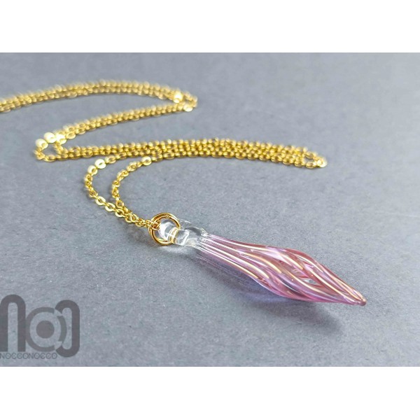 Handmade Gold-Fumed Glass Pendant with Spiral Design