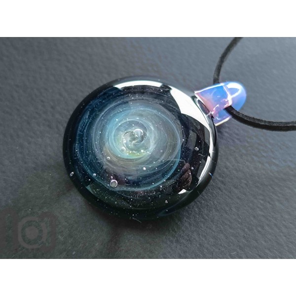 Handmade Fine Silver-Fumed Galaxy Glass Pendant, v380