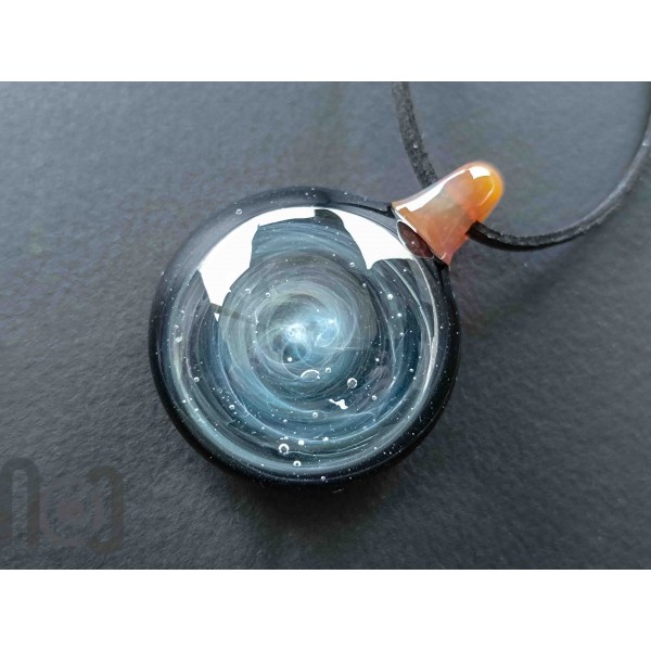 Handmade Fine Silver-Fumed Galaxy Glass Pendant, v382