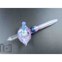 Handmade Glass Dip Pen with Floral Design and Pen Pillow