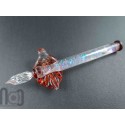 Handmade Glass Dip Pen with Dichroic Glass and Leaf Pillow