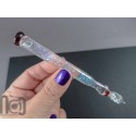 Handmade Glass Dip Pen with Dichroic Glass and Leaf Pillow