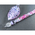 Handmade Glass Dip Pen with Galaxy Marble & Reflective Flakes