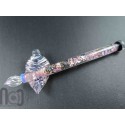 Handmade Glass Dip Pen with Galaxy Marble & Reflective Pink Hearts