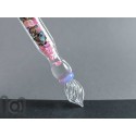 Handmade Glass Dip Pen with Galaxy Marble & Reflective Pink Hearts