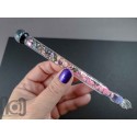 Handmade Glass Dip Pen with Galaxy Marble & Reflective Pink Hearts