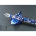 Handmade Glass Dip Pen with Galaxy Marble and Star Flakes